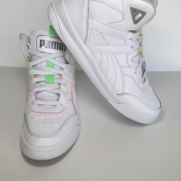 Puma Backcourt Mid Rainbow white sneaker size 10.5 - Picture 8 of 8